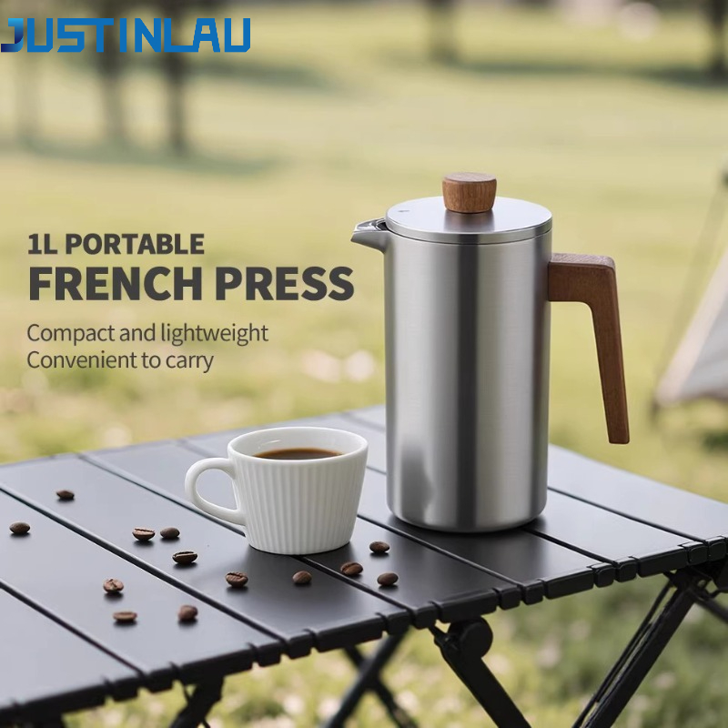 French Press Coffee Maker - JUSTINLAU 1000ml Paslanmaz Çelik French Press