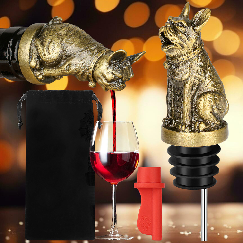 Kitchen Handy Gadgets - Sevimli Fransız Bulldog Şarap Pouer şişe