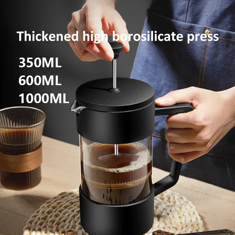French Press Coffee Maker - 350/600/1000ML Fransız Pres Kahve Makinesi, Kalınlaştırılmış
