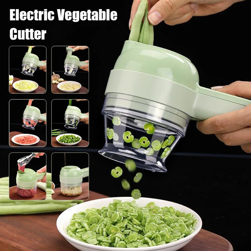 Kitchen Handy Gadgets - 4'ü 1 Arada Elektrikli Sebze Doğrayıcı,