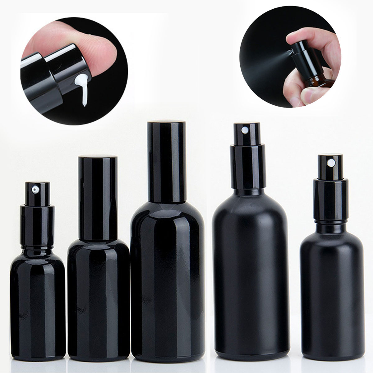 Oil Mister Spray Bottle - 10ml ila 100ml Esansiyel Yağ Siyah