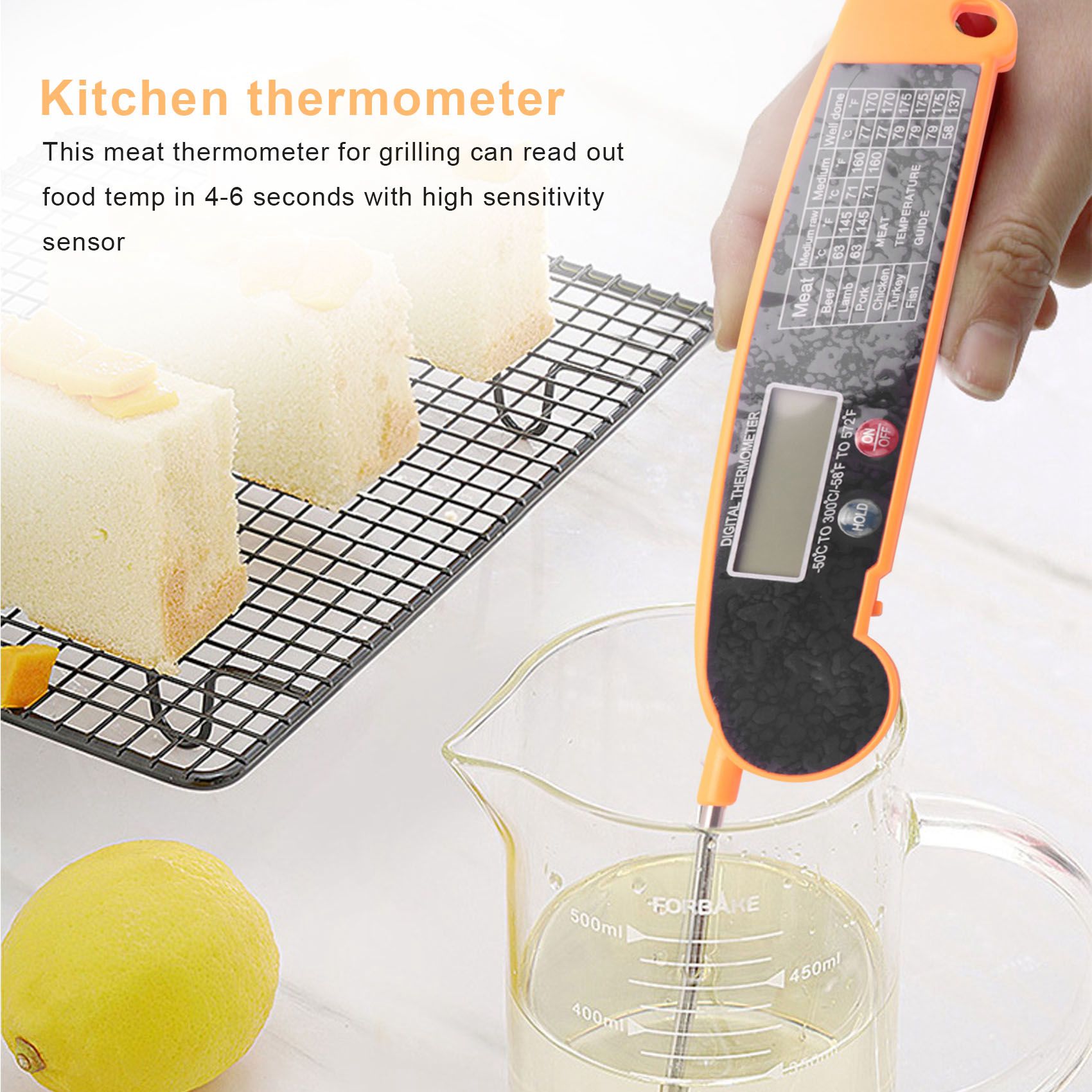 Instant Read Thermometer - Yüksek Hassasiyetli Sıcaklık Probu ile Dijital